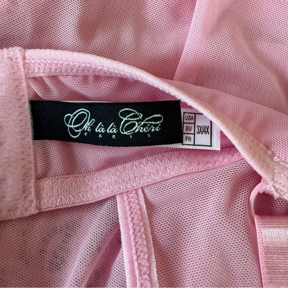 Oh la la Cherie Pink Lace Mesh Babydoll Chemise Size‎ 3X/4X